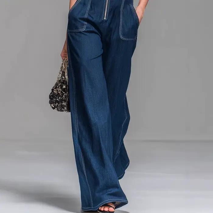 Combinaison en jean sans manches pour femme