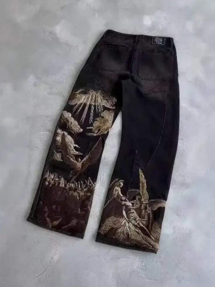 Jeans amples américains personnalisés avec imprimé motif chauve-souris