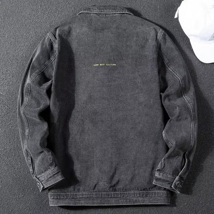 Veste en jean à épaules larges pour hommes
