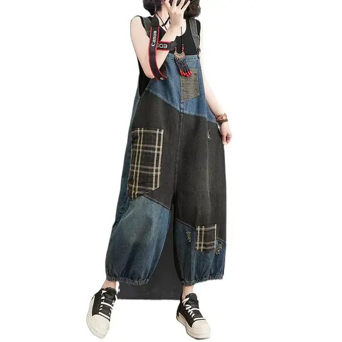 Salopette en jean tendance grande taille pour femme