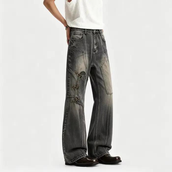 PFNW Jean en denim délavé tendance pour homme