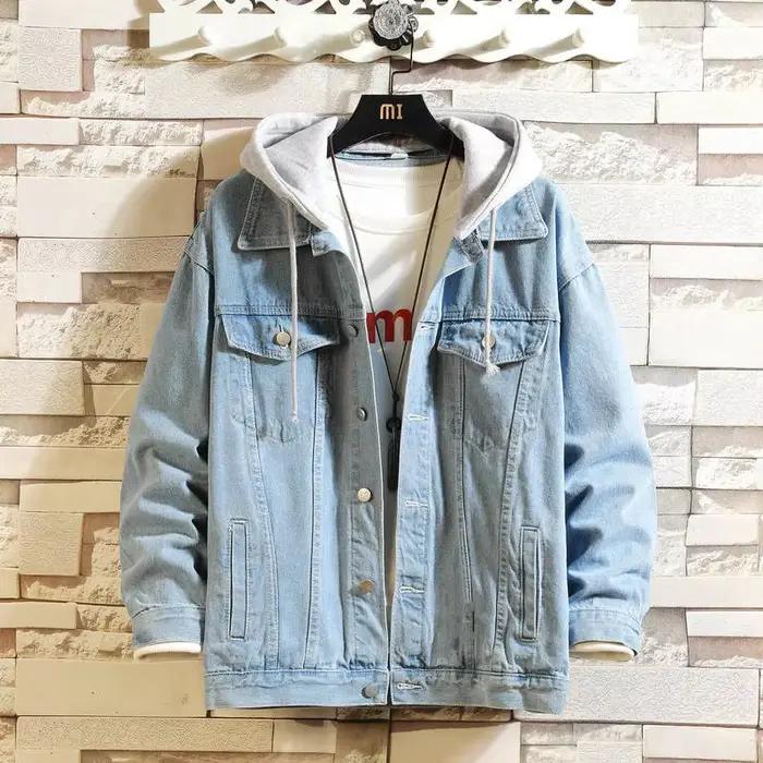 Veste en Jean hommes à capuche décontracté
