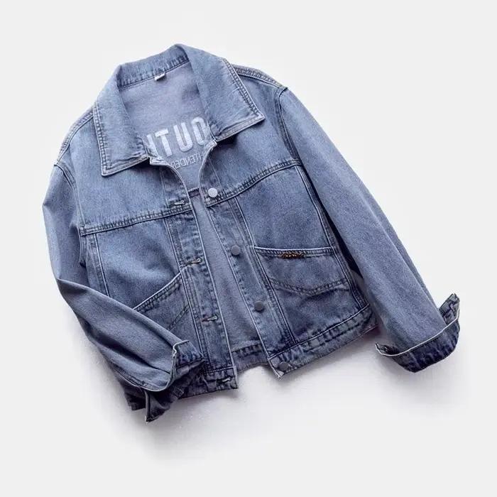 Veste en jean brodée pour femme