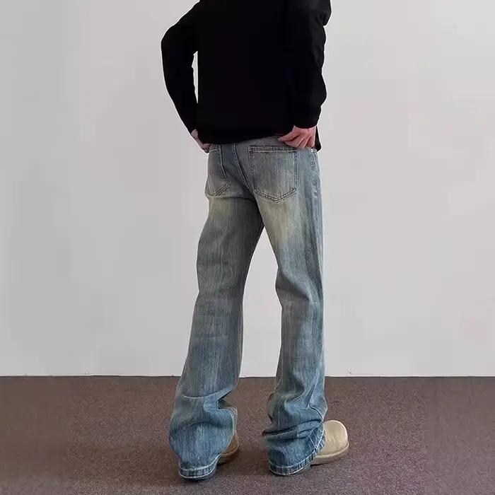 Hiphop Bootcut jean hommes pantalon droit à jambes larges nouveau haute rue foudre ondulation