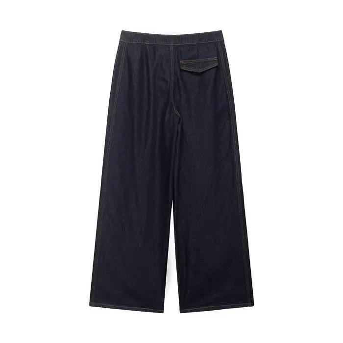 Jean taille haute à jambe large pour femme