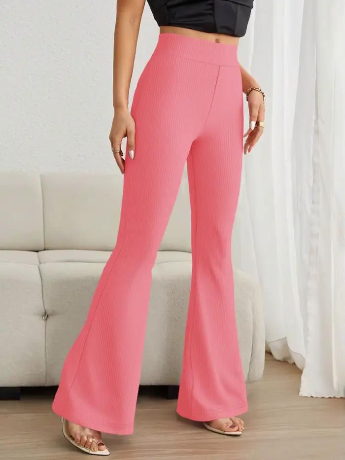 Pantalon évasé amincissant toute l'année polyester élasthanne haute élasticité tricoté pour femmes occassions décontractées