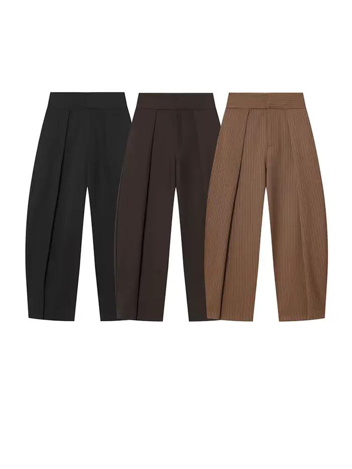 Pantalon plissé vintage élégant pour femme HH