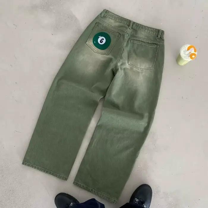 Jeans rétro Matcha brodés style billard homme coupe ample jeans BiggOrange pour hommes jeans amples four seasons streetwear casual formal occasions