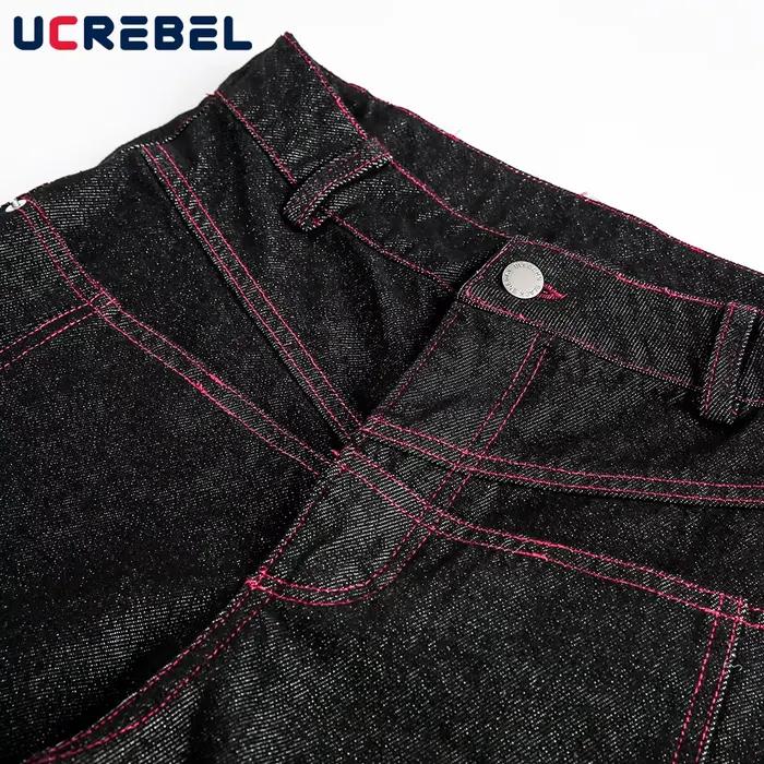 Jean foncé rétro pour hommes avec haut de poche et ample silhouette pantalon à jambes larges pour hommes style high street four seasons adaptable