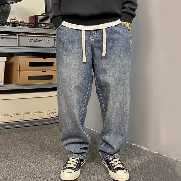 Jean large vintage déchiré pour homme grande taille
