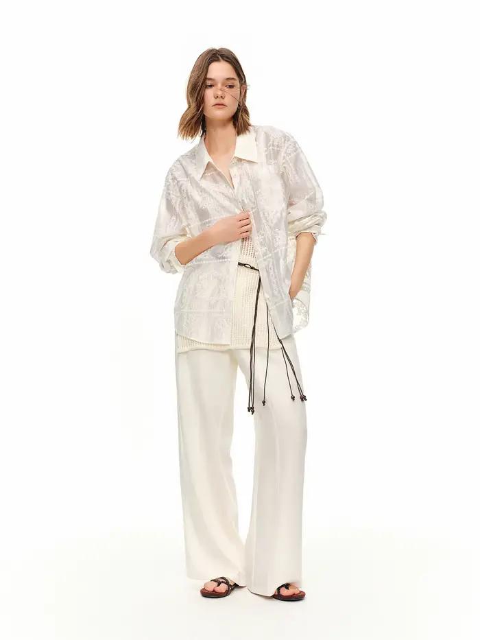 Pantalon large taille haute DUSHU pour femme – Tendance
