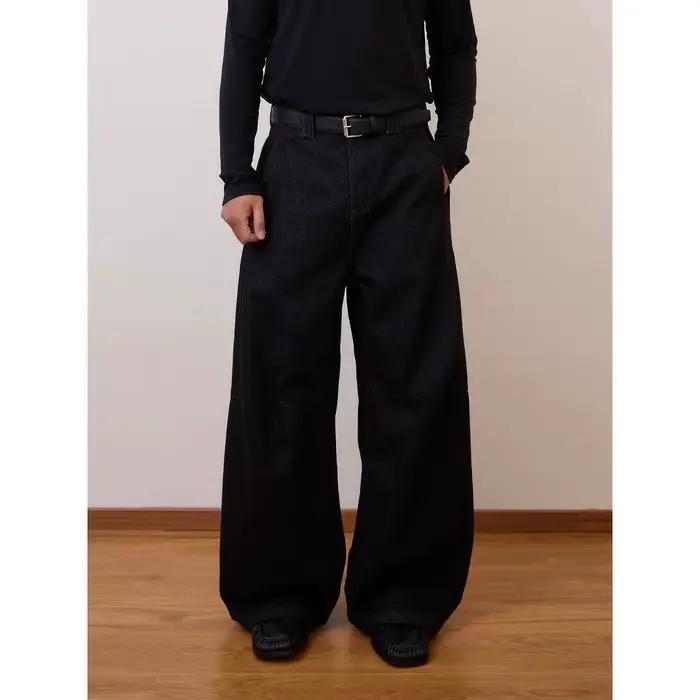 Jean en denim noir coupe large unisexe