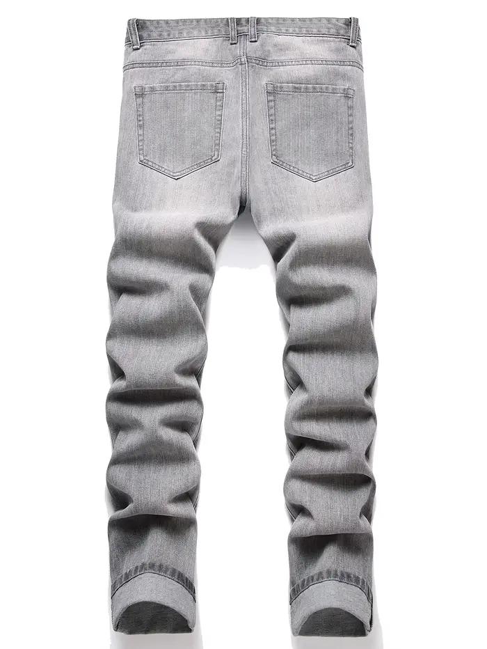 Jean pour hommes coupe ajustée confort jambe droite décontracté taille moyenne pantalon