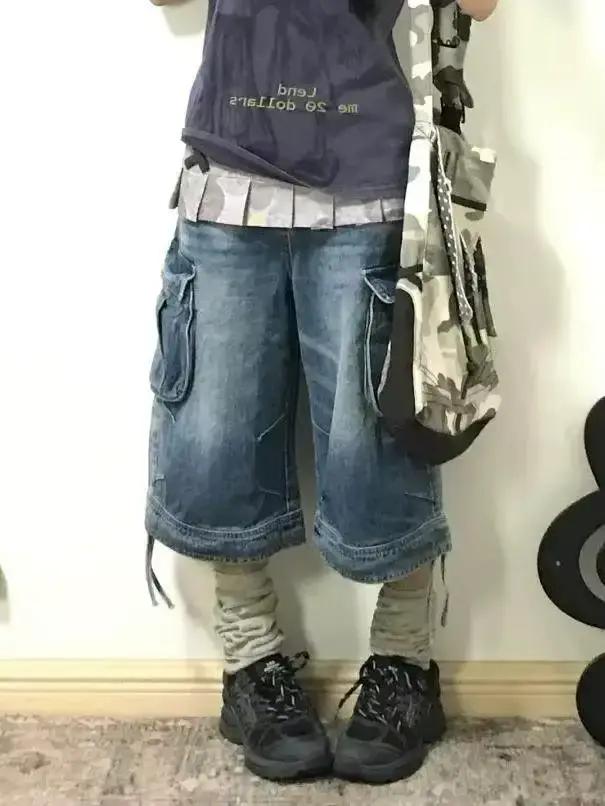 Shorts en jean cargo rétro américain pour femme