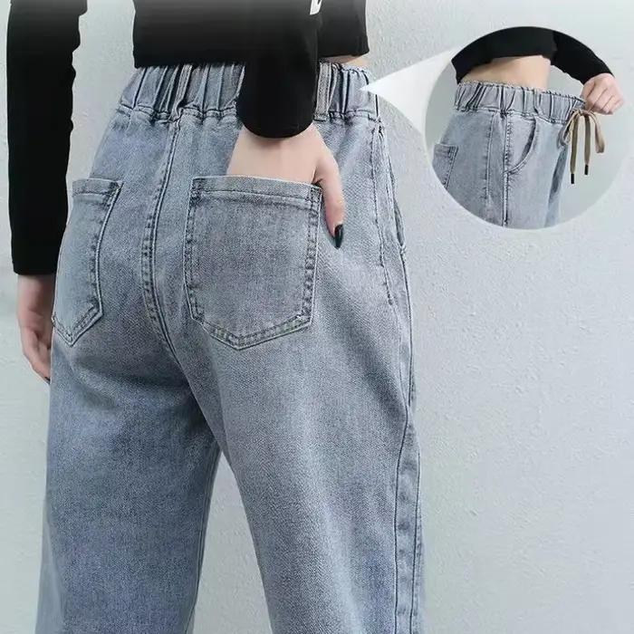 Jeans cargo taille haute pour femmes