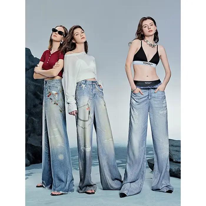 TOYOUTH femmes Denim Jean 2025 printemps nouveau pantalon Long 8518053