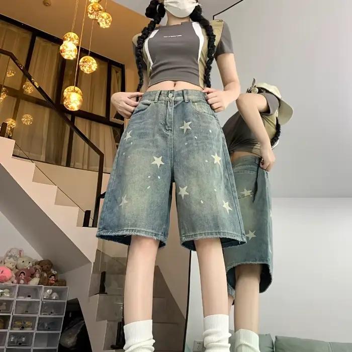 Shorts en jean délavé style vintage américain Neploe Y2k