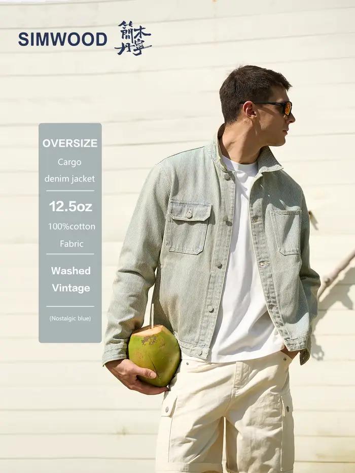 SIMWOOD Nouvelle Collection Printemps 2026 – Blouson en Jean Rayé Délavé 12