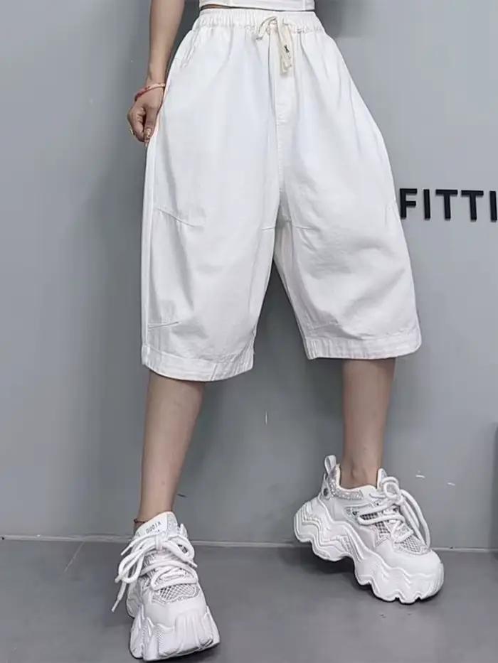 Pantalon court ample vintage Amax LuluE en coton polyester pour femmes style punk été printemps occasions spéciales