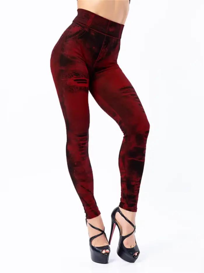 Leggings en jean Imitation Astic pour femmes