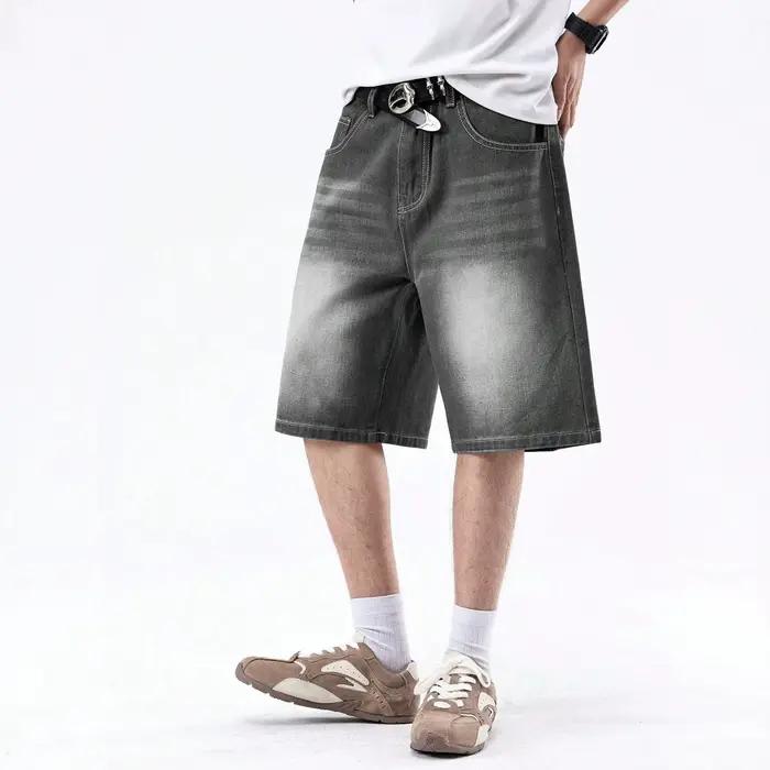 Nouvelles collections été 2026 : Short en jean polyvalent pour homme, coupe droite américaine personnalisée, style cinq-quarts