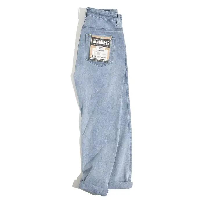 Jeans Maden-Jean Délavé en Denim pour Homme, Style Safari, Vintage et Retro, 12.8 oz, Tailles 28-38, Bleu Foncé et Clair