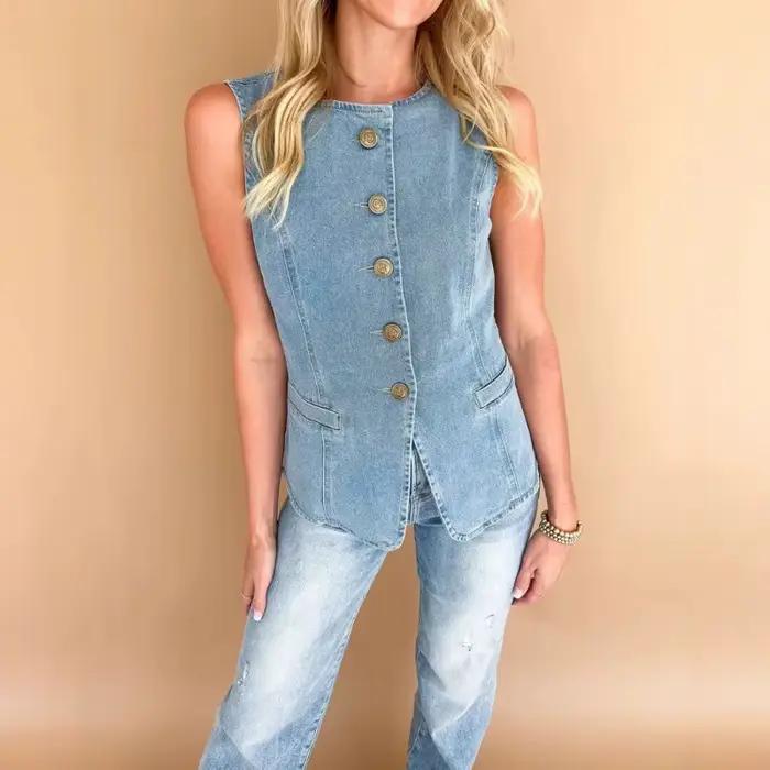 Gilet en jean sans manches pour femme