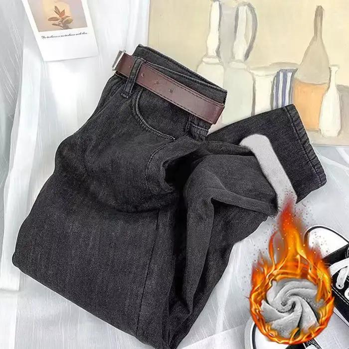 Jean chaud en velours taille haute pour femme