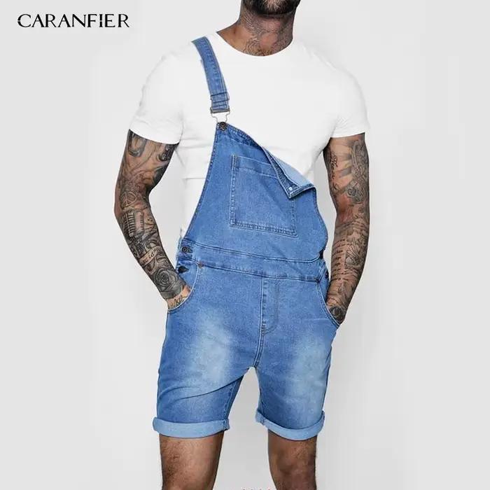 CARANFIER jean hommes combinaisons haute rue en détresse Denim salopette pour homme genou Kength pantalon lavage poche