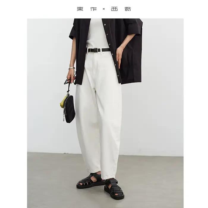 Mélange coton et lin~~Jeans décontractés élégants pour femmes de petite taille