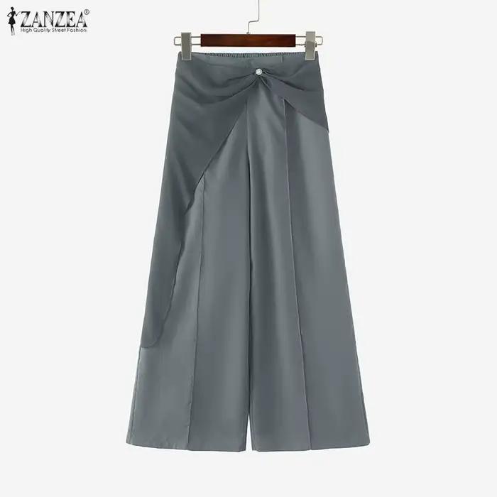 Pantalons patchwork ZANZEA pour femmes, coupe ample, style streetwear, polyester, printemps été, occasions quotidiennes et décontractées