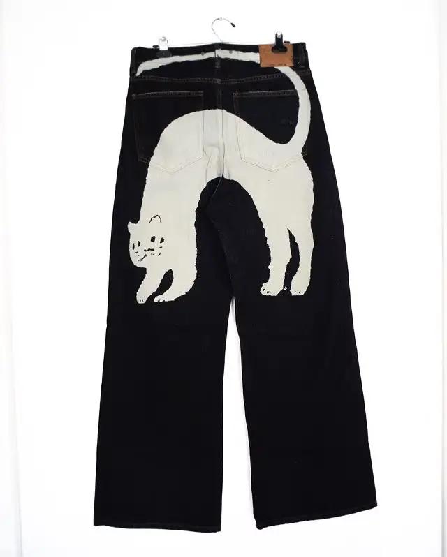 Jeans surdimensionnés Harajuku Y2K imprimé chat mignon pour femmes mode gothique Kawaii Hip Hop pantalon large taille haute décontracté polyvalent toutes les saisons