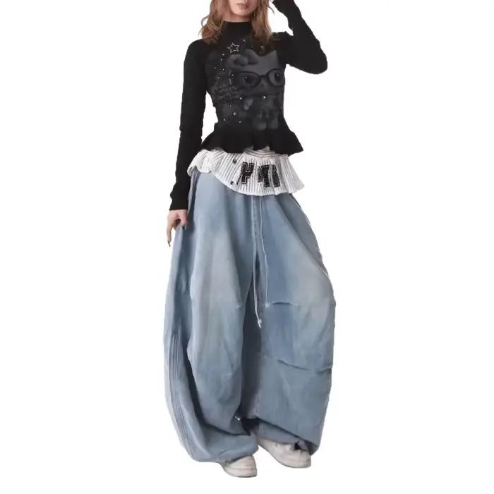 Jean Paratrooper Américain Plissé à Taille Élastique