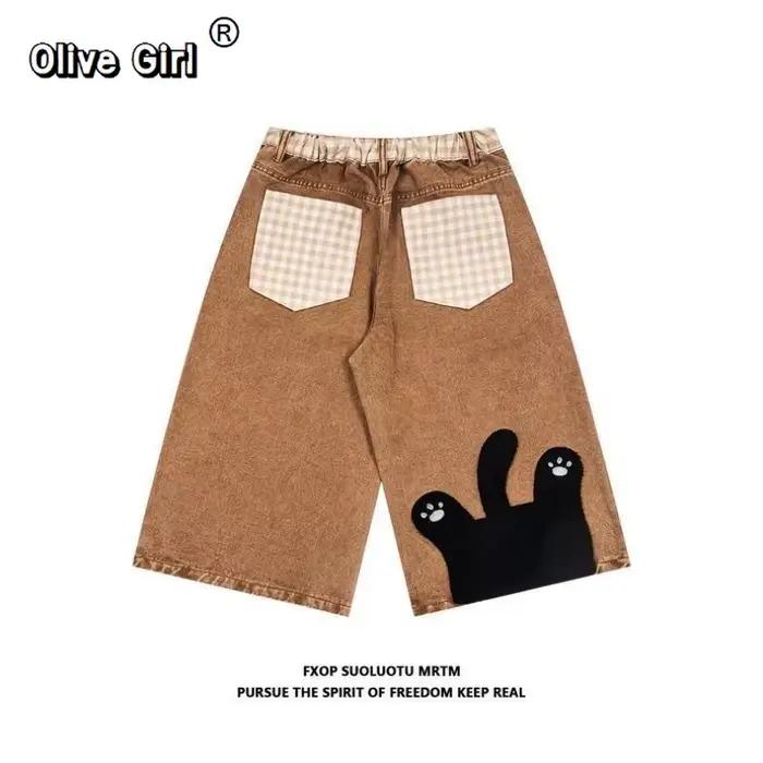 Olivegirl Jeans Mignons Style Rétro Américain