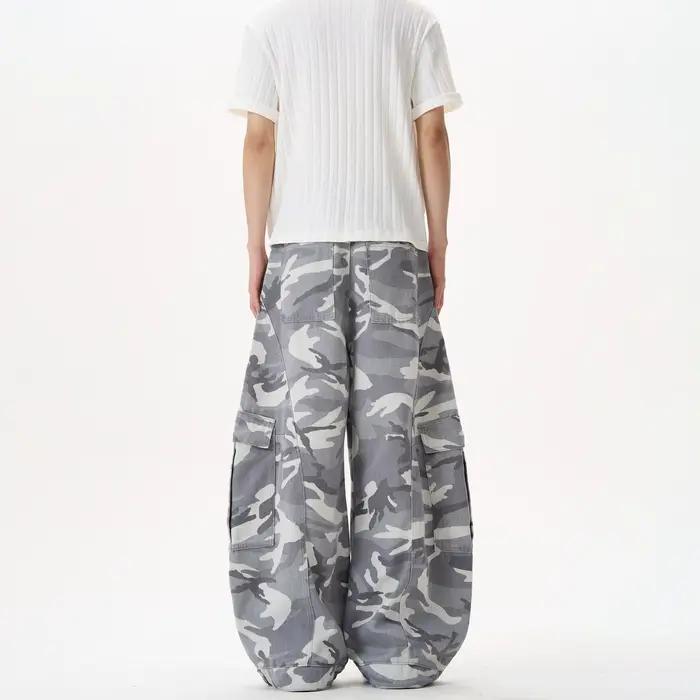 Jean baggy camouflage pour homme style américain Y2K pantalon en denim à jambes larges idéal pour le bureau et le streetwear hip-hop occasions décontractées