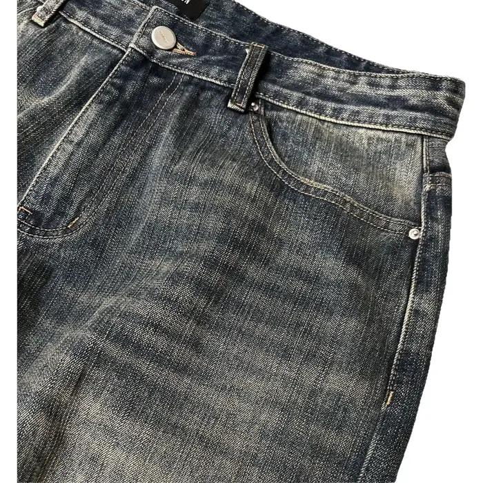 Jean délavé coupe ample bootcut style vintage dégradé coucher de soleil festival japonais en bambou taille haute jambe droite