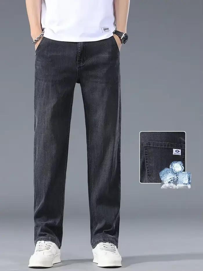 NOUVEAU Jean Business en Lyocell pour Homme – Coupe Droite Décontractée et Confortable – Pantalon en Denim Tendance pour le Printemps
