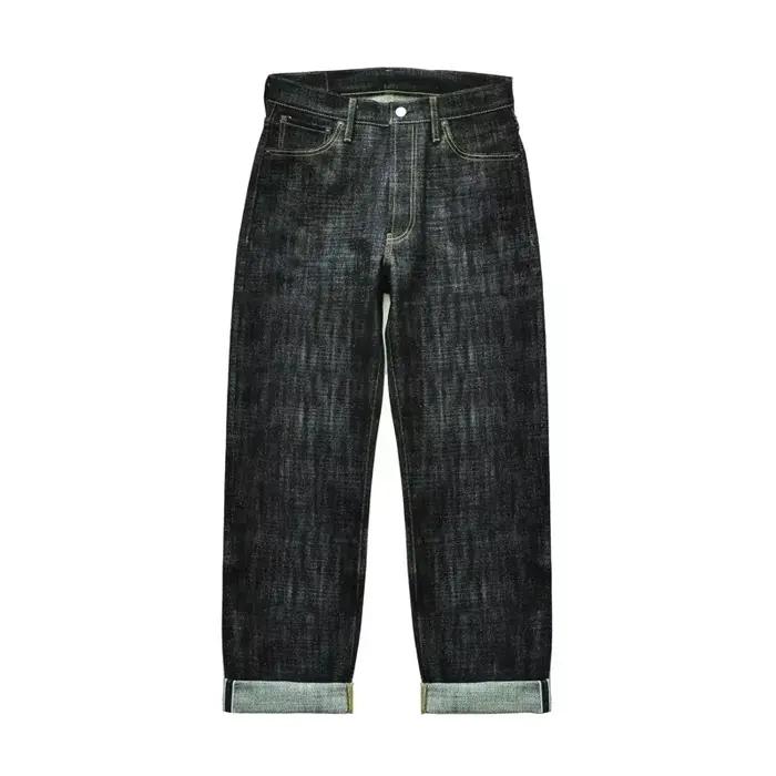 Jean en denim brut SauceZhan pour homme, coupe loose, 16.8 oz, boutons plaqués argent, style vintage, matériau canvas, adapté aux quatre saisons, pour un usage quotidien et occasions spéciales