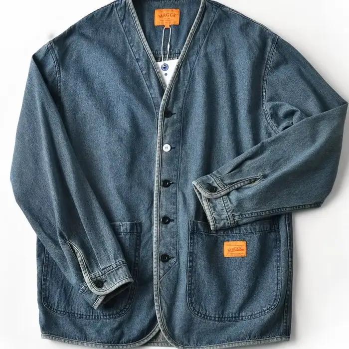 Veste en jean délavé style rétro japonais pour homme