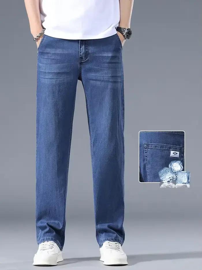 NOUVEAU Jean Business en Lyocell pour Homme – Coupe Droite Décontractée et Confortable – Pantalon en Denim Tendance pour le Printemps