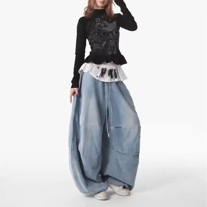 Jean Paratrooper Américain Plissé à Taille Élastique