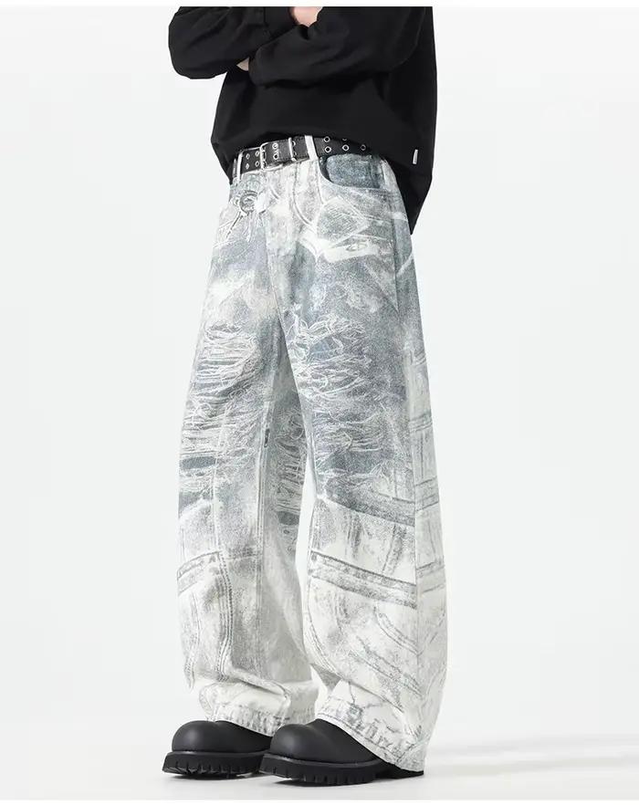 2025 nouveaux jeans hommes numérique splash-encre imprimé style