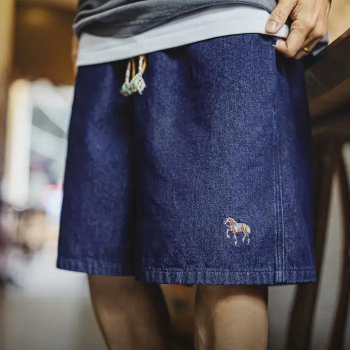 Shorts en jean bleu délavé Maden style rétro américain décontractés pour homme pour l'été occasions quotidiennes