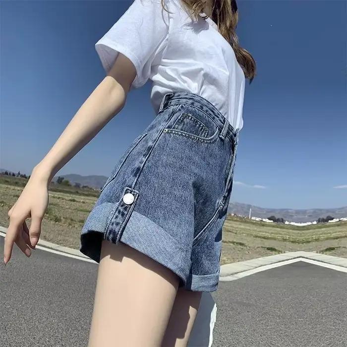 Short en jean taille haute d'été
