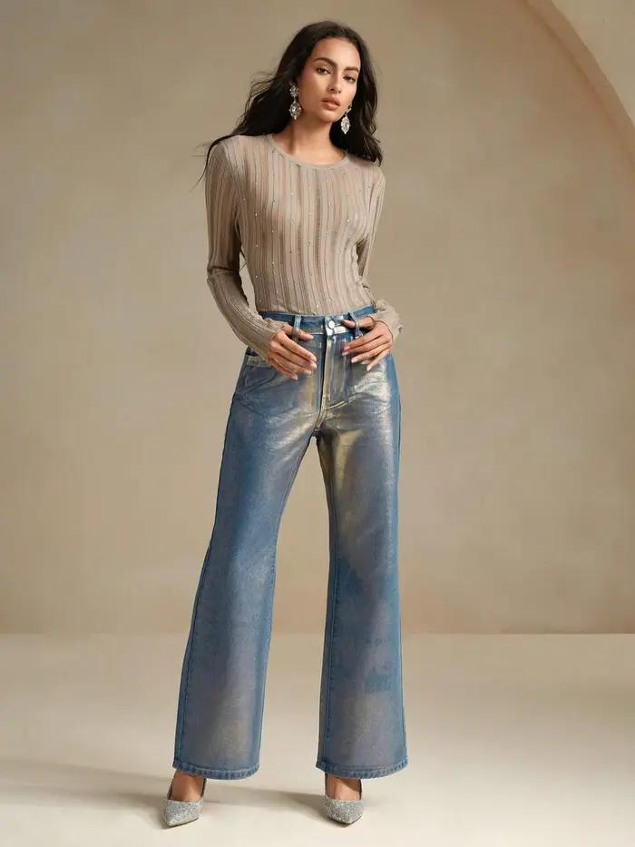 Jeans en denim vintage à taille haute