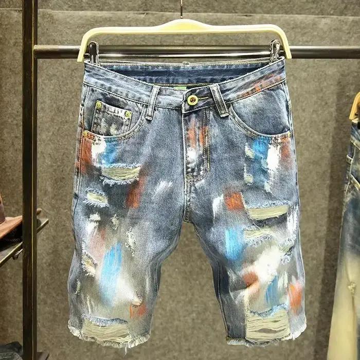 Pantalon en jean court pour hommes