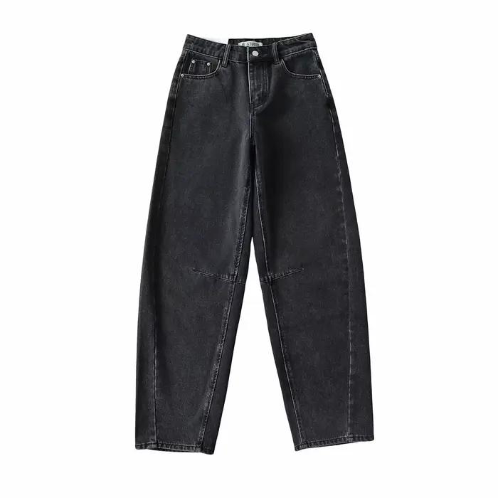 Jean ample à jambes larges style rétro américain délavé pour hiver confortable et décontracté femmes occasions quotidiennes