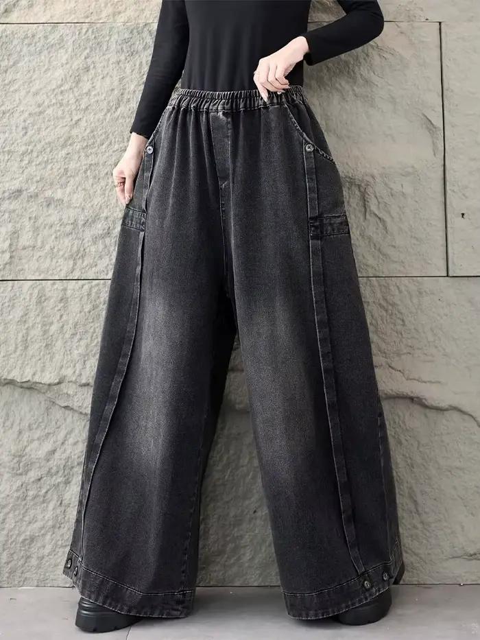 Amax LuluE 2026 printemps mode classique Denim pantalon dames Vintage solide jean décontracté femmes ample taille