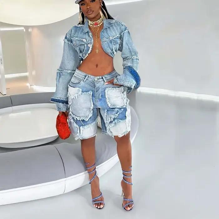 Ensemble deux pièces en Denim pour femmes