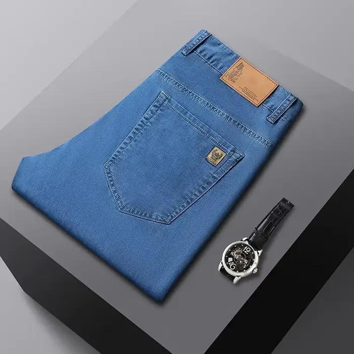 Jean en soie glacée pour hommes été nouveau Lyocell mince affaires pantalon en Denim décontracté classique tout Match